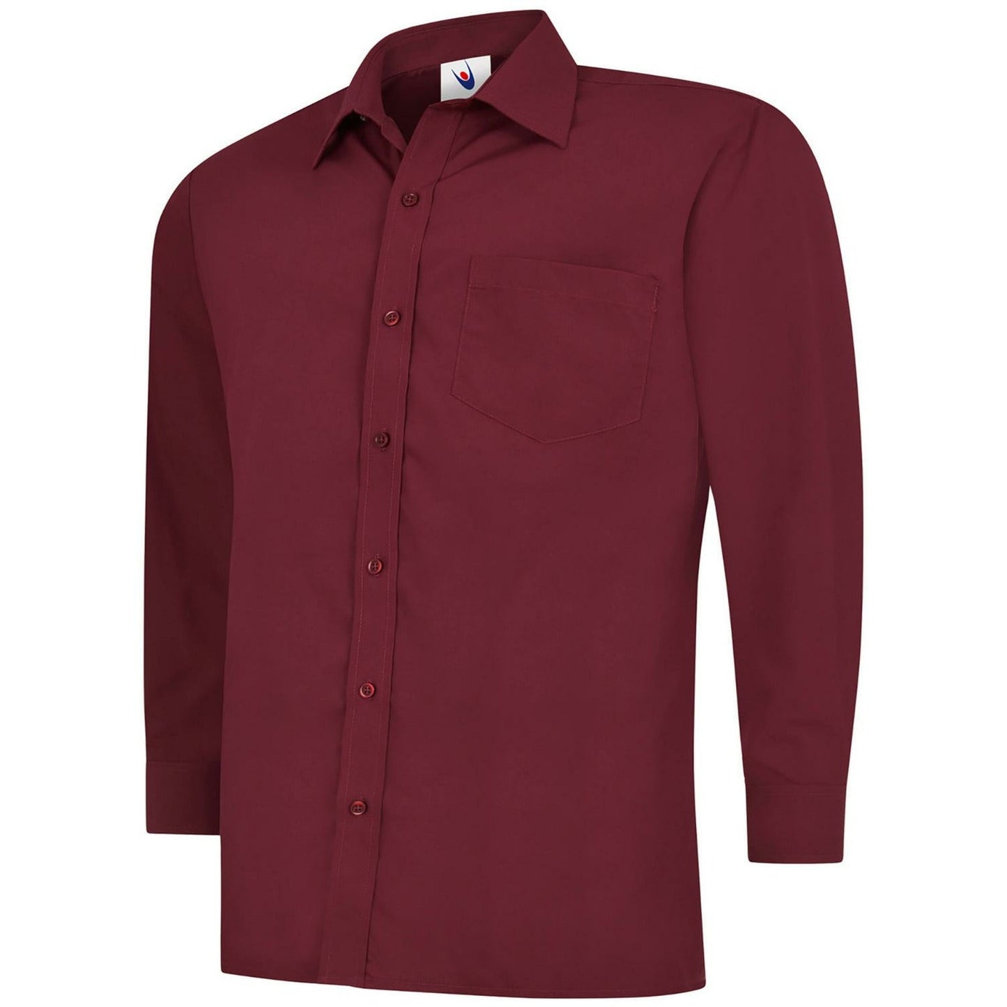 Mens Poplin Full Sleeve Shirt (14.5 - 16.5) - Burgundy
